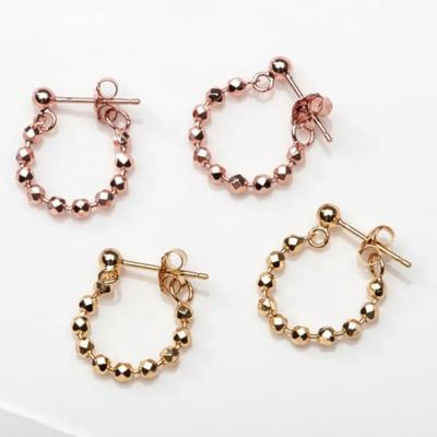 Women's 925 Silver Cut Ball Link Chain Earrings