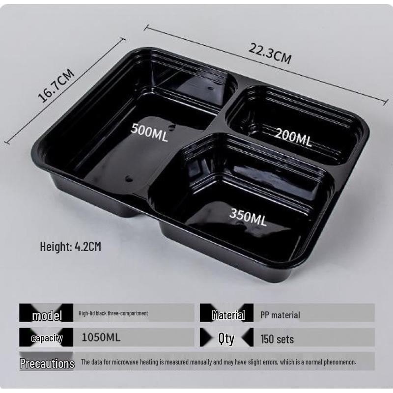 Custom Multi-Compartment Disposable Food Containers - 4, 5, or More Compartments - Takeaway Bento Fast Food Boxes, Rectangular Lunch Boxes