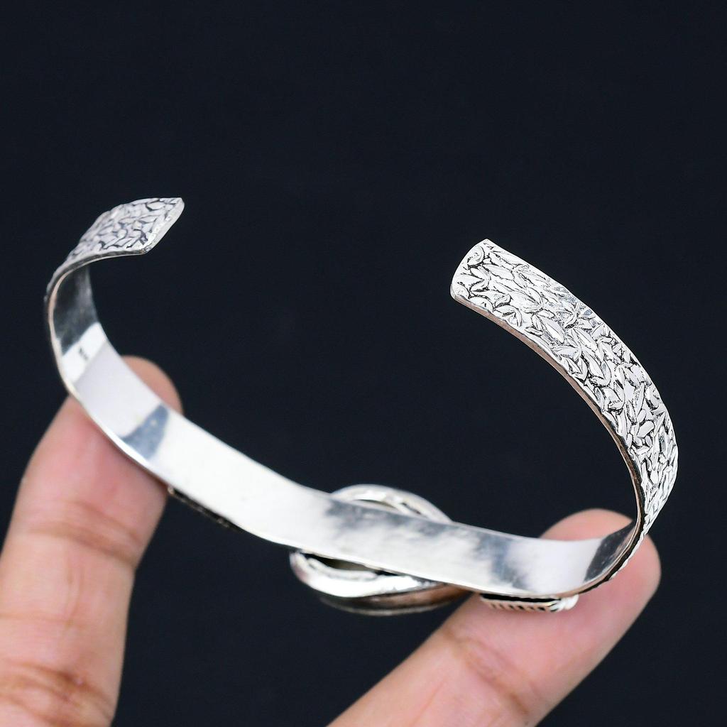 Psilomelane Dendrite Gemstone 925 Sterling Silver Daughter Ethnic Bangle Jewelry
