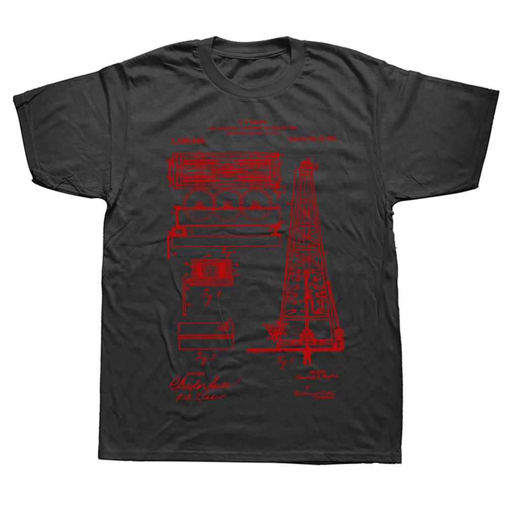 Novelty Oil Drilling Rig Patent Oilfield Driller T Shirts Streetwear Short Sleeve Birthday Gifts Summer Style T-shirt Men