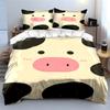 3Pc Minimal Cow Face Blush Bedding SetCute Farm Animal Close-up Print Duvet Cover 2 Pillowcases Single Double King QueenGift
