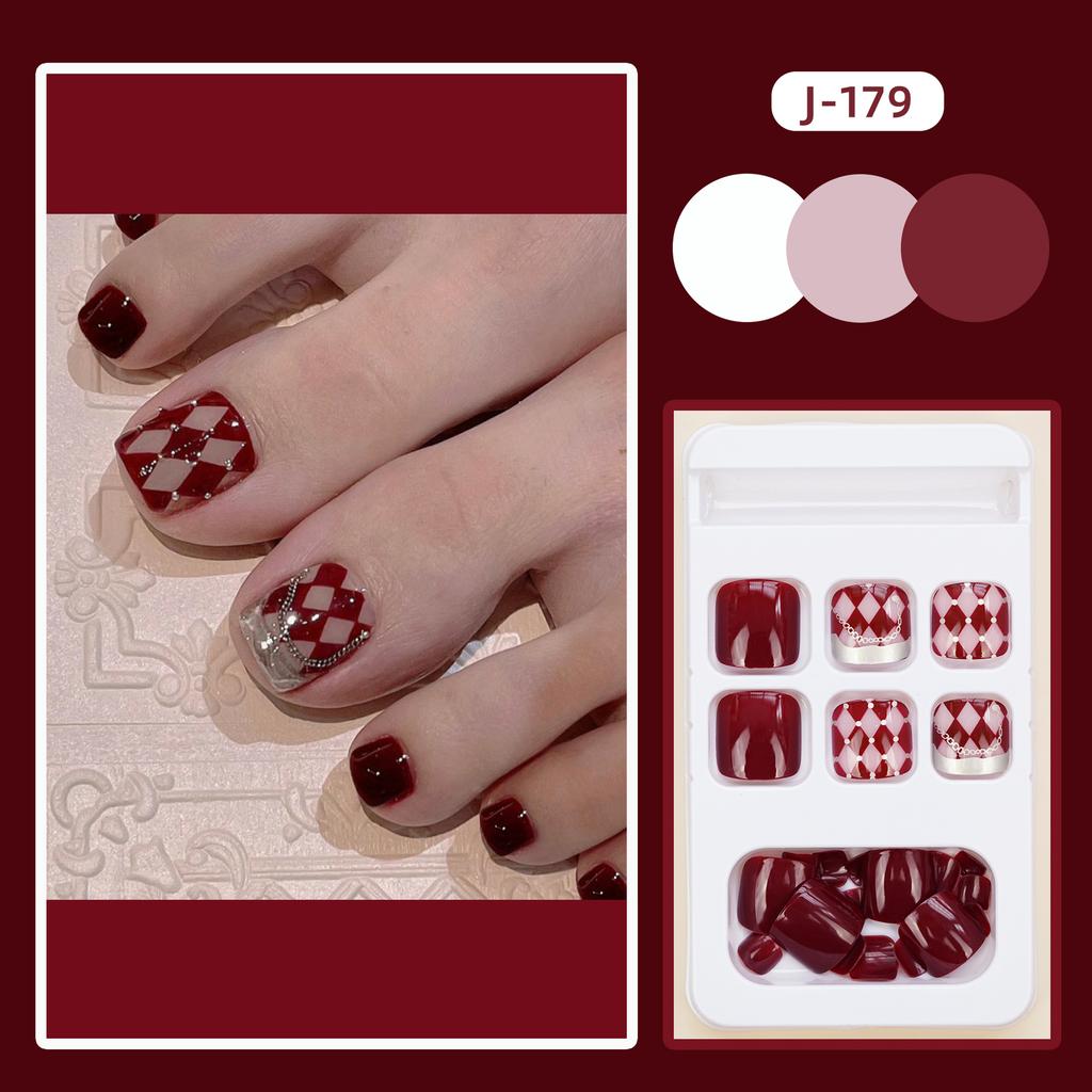 24Pcs Glossy Lake Blue Press On Toenails Full Coverage Artificial Acrylic Fake Toe Nails Removable Wearable Nail Art