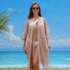 Women's Tassel Cardigan Beach Cover-Up Shawl: Sun Protection Bikini Cover, European & American Style, Hollow Out Design