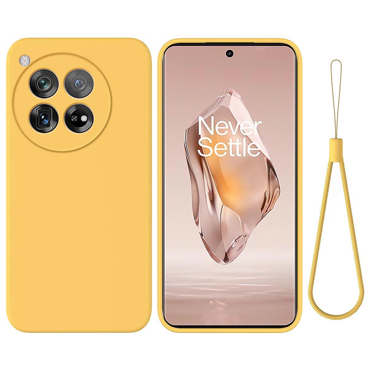 

For OnePlus Ace 3 5G/12R 5G Cell Phone Case Liquid Silicone Anti-Scratch Cover with Soft Lining Yellow