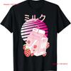 Camiseta Divertida Estilo Retro Años 90 Japonesa Vintage Lavada con Gráfico de Cartón de Batido de Fresa Unisex Superior Para Uso Diario Cómodo