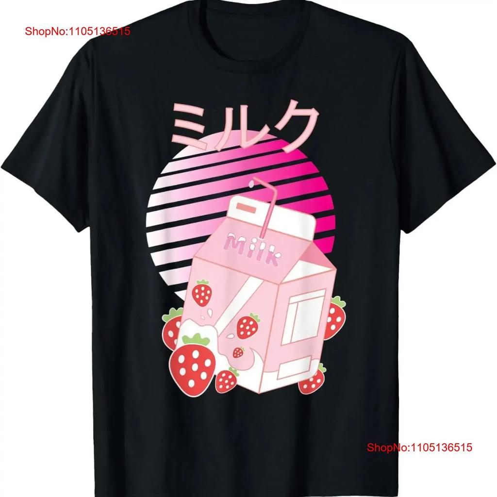 T-shirt Carton de Milkshake Fraise Drôle Rétro Années 90 Japonais vintage Lavé graphique Unisexe Haut Pour le Quotidien Confortable