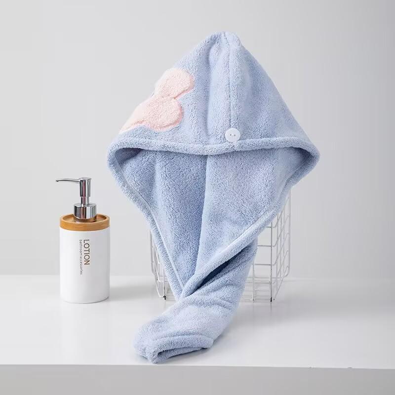 Magic Microfiber Shower Cap Embroidery Towel Bath Hats Dry Hair Cap Quick Drying Soft for Lady Turban Head