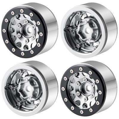 RCMAZO 4pcs 1.55" Beadlock Wheels, Aluminum Alloy 1.55" Beadlock Wheel Rim Hub Replacement Accessories for 1:10 RC Rock Crawler Cars, Axial 90069 D90