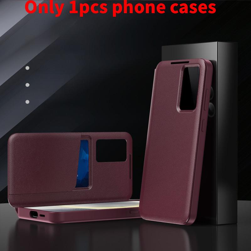 Smart View Window Leather Phone Case With Card Slot For Samsung Galaxy 5g S25