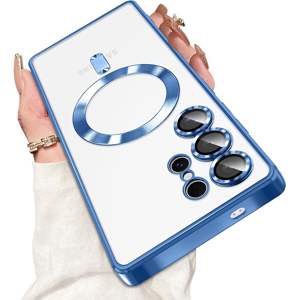 Luxus Magnetische Für Magsafe Hülle Für Samsung Galaxy S25 Edge S24 S23 S21 FE Plus Ultra Glitzer Beschichtung Silikonhülle Klar Weich