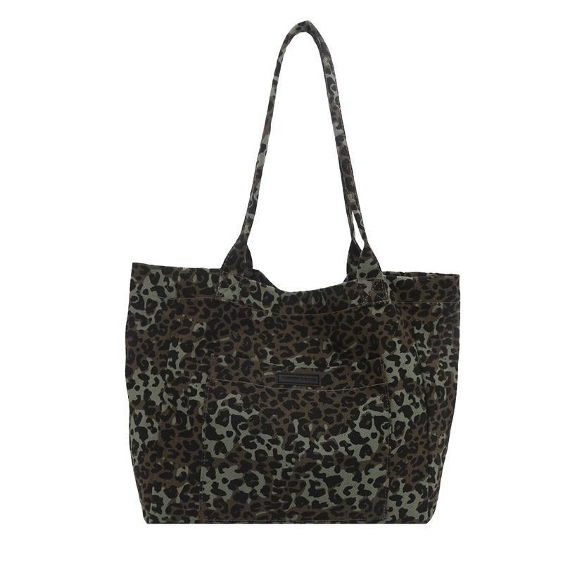 

Холщовая сумка-мессенджер с леопардовым принтом, женская новая модная портативная большая вместимость, на плечо, через плечо, леопардовый принт зелёный