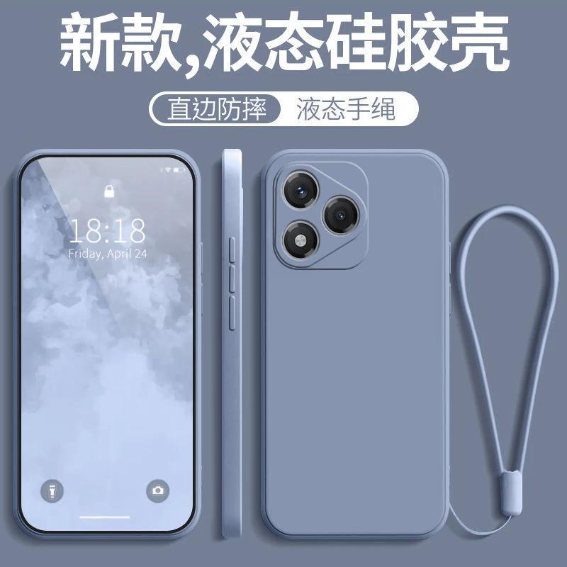 For Honor 400 Lite Liquid Silicone Lanyard Ring Holder Case For Huawei Honor 400lite Lens Camera Protective Phone Cover