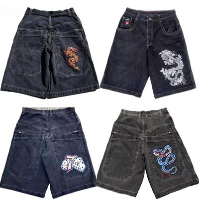 ZYLLO Amerikanische Retro Schräge Seitentasche Denim Shorts Sommer Y2k Trendy Locker Street Hip-hop Basketball Denim Shorts