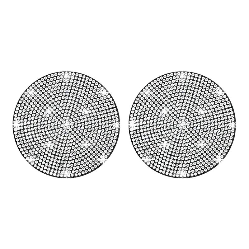 2pcs Bling Rhinestone Car Cup Holder Coaster Anti-Slip Crystal Insert Mat for Auto Interior Decoration Cup Holders 5