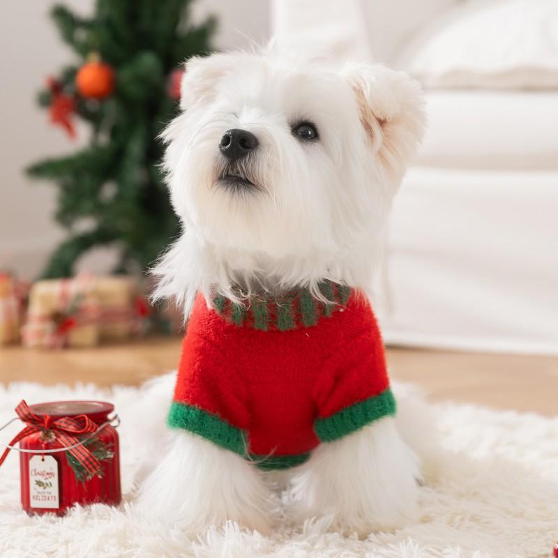 Pet Winter Sweater Dogs Cats Christmas Plush Knit Two-Leg Design Warm Fleece-Like Coat XS To XL Sizes