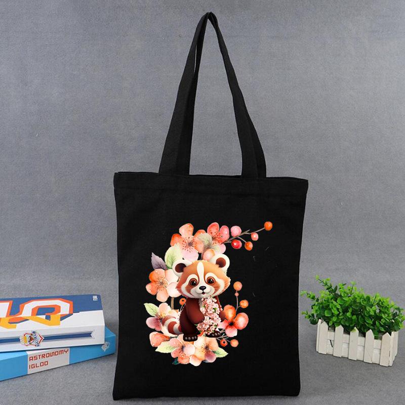 Cherry Blossoms Animal Koala Printed Shoulder Bag Student Large Capacity Canvas Eco-Friendly Bag
