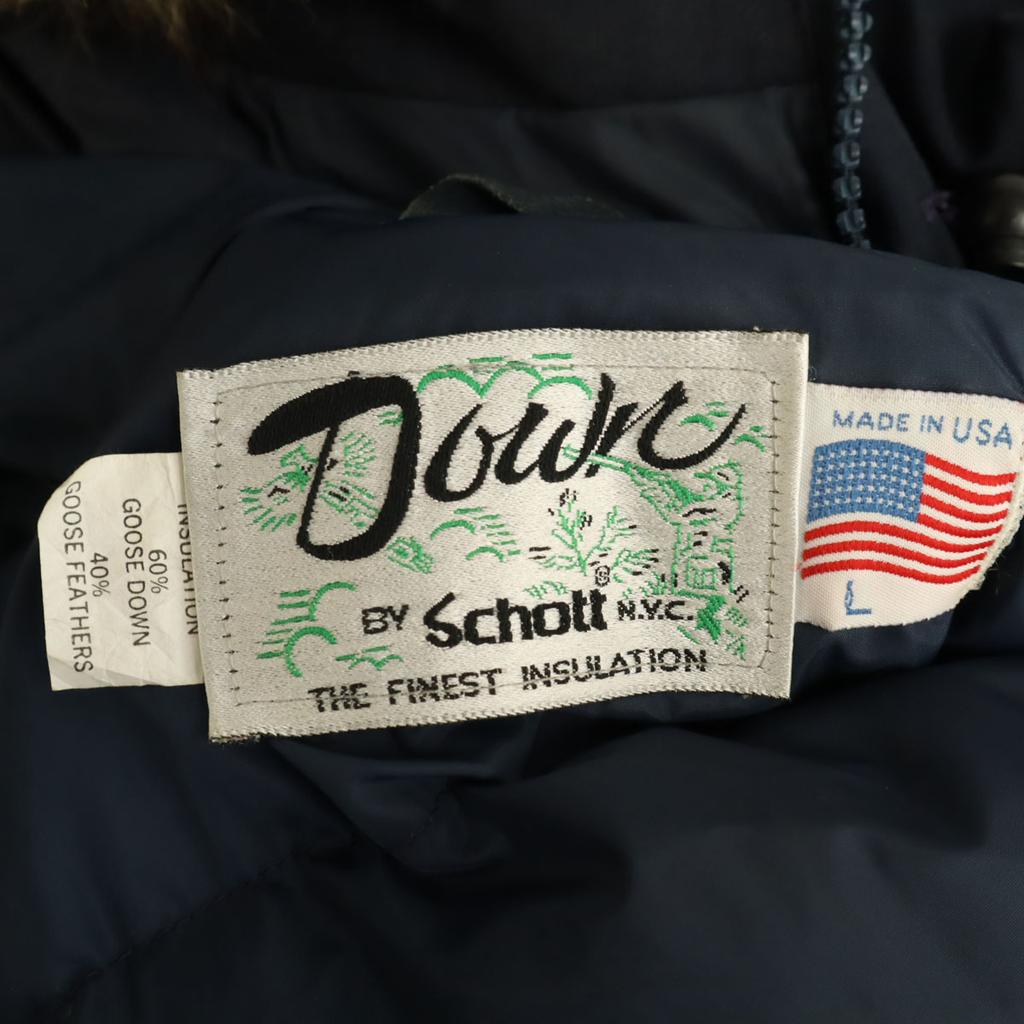 SCHOTT 90s Made In USA Old Down Jacket L Navy Men's Used