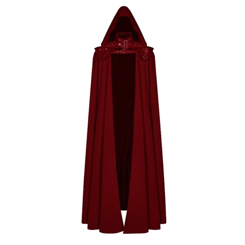 Floor Length Halloween Cosplays Costume Cape Wizard Witch Mantle Outfit Fancy Dress Up Gown Party Dress Cloak for Adults