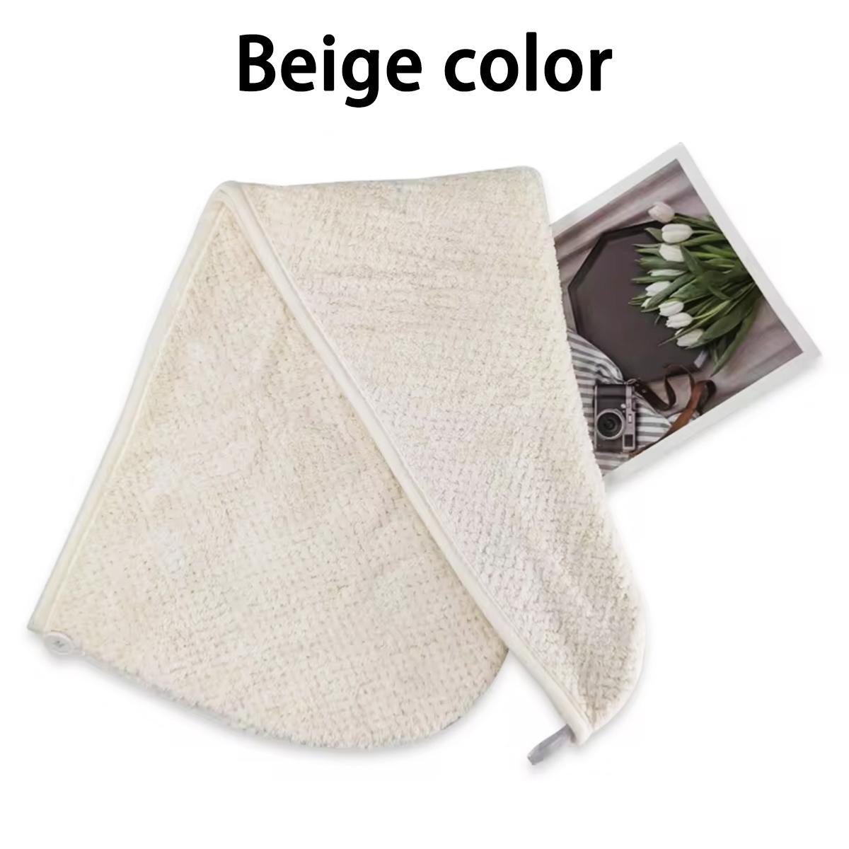 

Женские полотенца для сушки волос — это предметы домашнего обихода, используемые для вытирания волос, включая толстые и очень впитывающие головные платки, быстросохнущие. бежевый