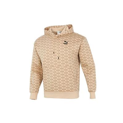 Puma Luxe Aop Hoodie With All-Over Logo Print Men Hoodie Khaki 534409-20