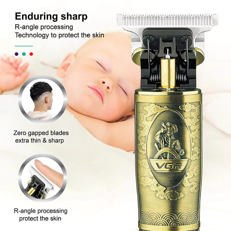 Metall Doppelklingen Retro Design Herren Heim Elektrischer Haarschneider und Bartschneider Professionell Wiederaufladbar Kabellos Herren Haarschneider