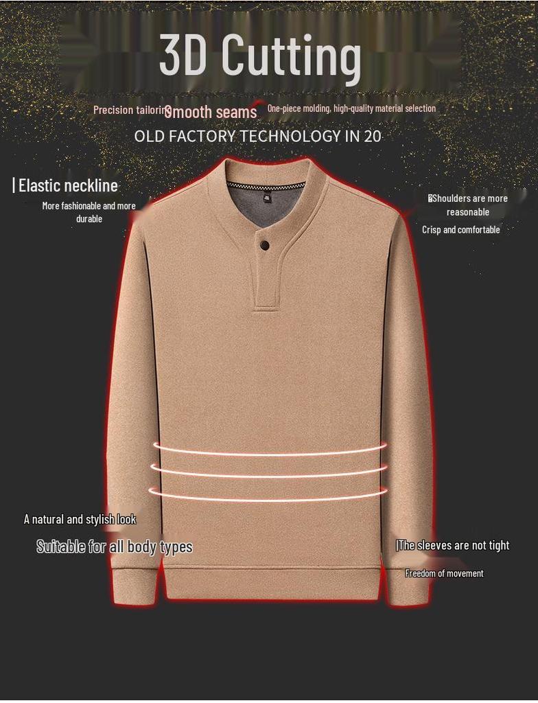 Men's 2025 Winter Plush Thickened V-Neck Sweatshirt - Warm Base Layer