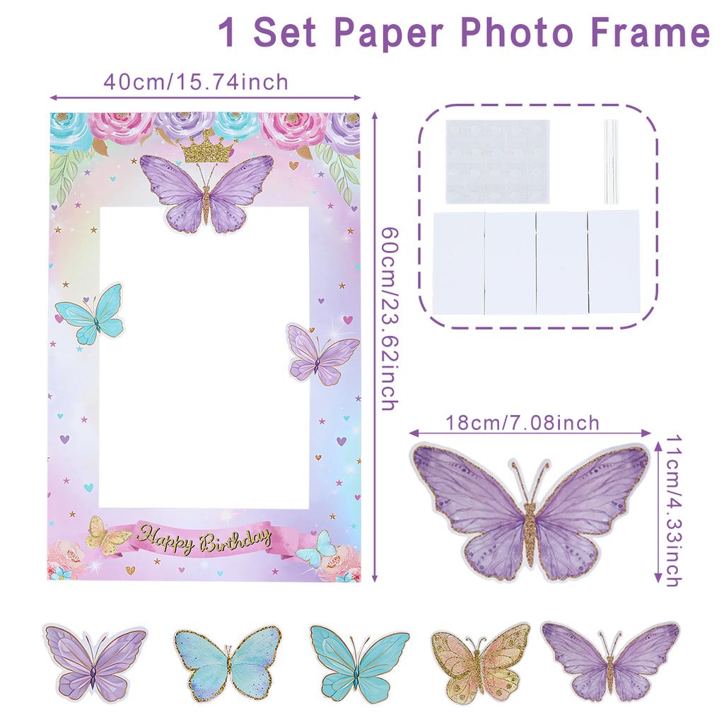 Pink Butterfly Backdrop Tableware Butterfly Birthday Party Decoration For Girl DIY Gift Butterflies Background Baby Shower Decor