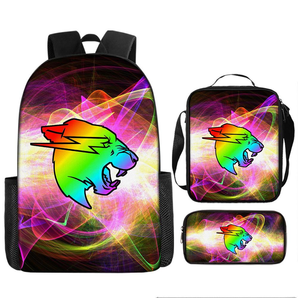 Mr Beast Lightning Cat 3d Print School Backpack With Breathable Oxford Fabric For Kids