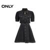 ONLY Women's Lapel Bubble Sleeve A-Line Denim Dress