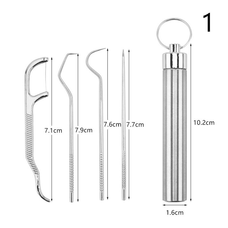 1pc Stainless Steel Toothpicks Pocket Set Portable Floss Pick Reusable Metal Toothpicks Tooth CleaningTool Kit With Storage Tube