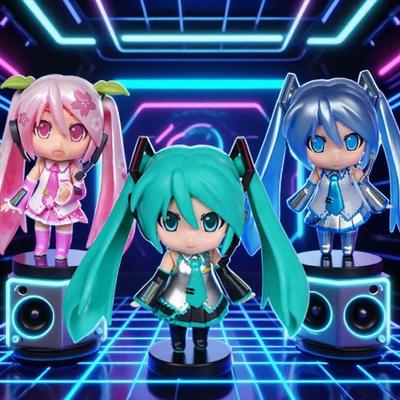 New Anime Hatsune Miku Figure Mini Character Ornaments Kawai Pink Green Hatsune Home Desk Decoration Adult Toy Kid Birthday Gift