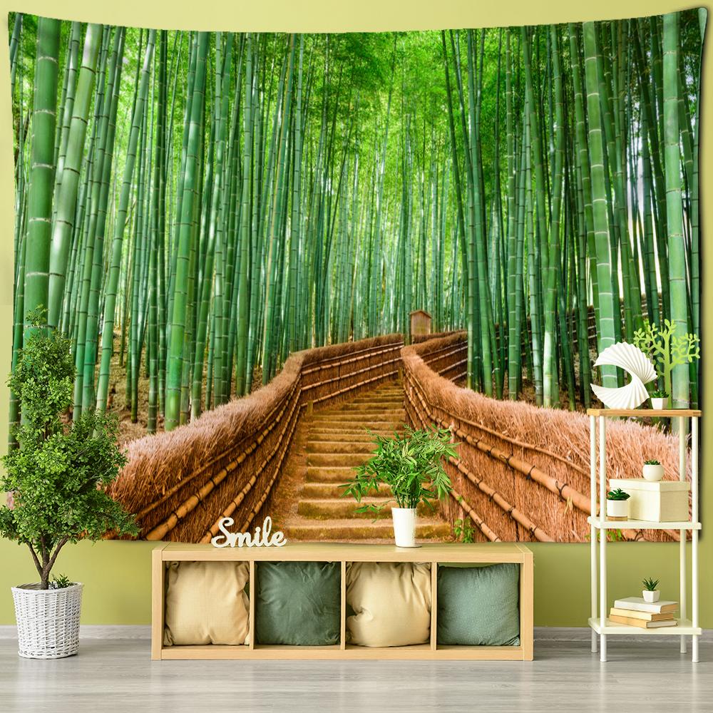 Bamboo Forest Trail Tapestry Wall Hanging Natural Scenery Bohemian Art Hippie Tapiz Dormitory Home Decor