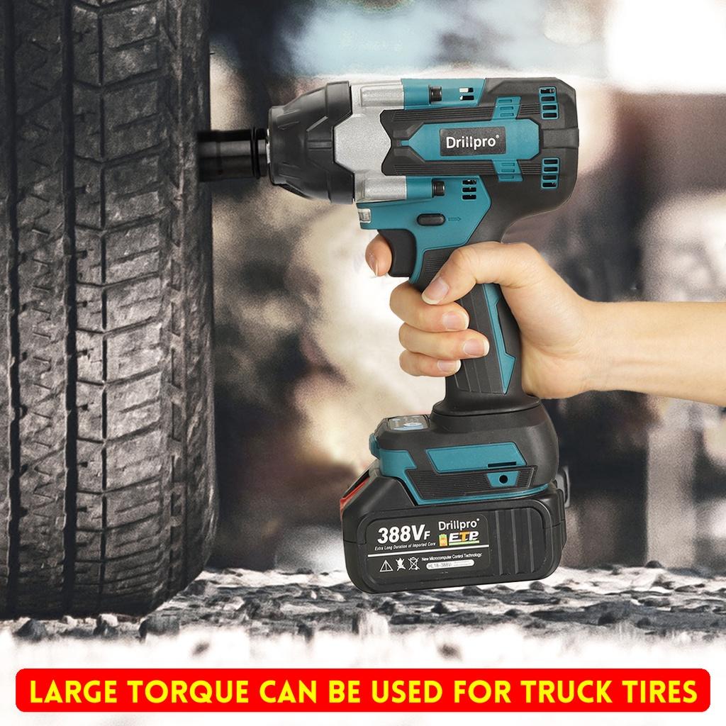 1/2 Square Cordless Wrench 800N.m Cordless Electric Impact Wrench 388VF Li-ion Battery Power Tool for Makita 18V Battery