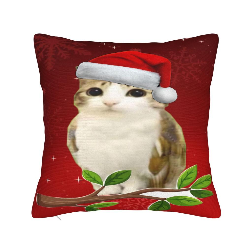 Cat Owl Funny Meowl Cat Meme Pillow Cover Soft Cushion Cover Funny Pillow Case For Sofa Couch Bed Living Room