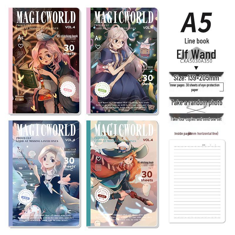 Thread-bound A5 Anime Creative Notebook - Student Diary and Stationery Book