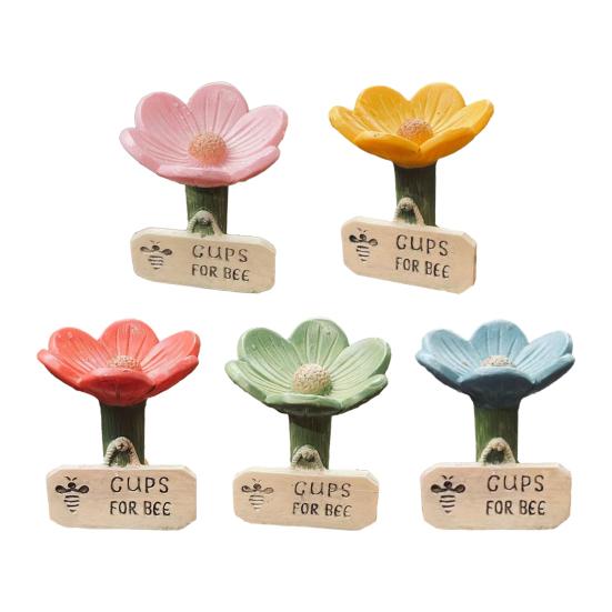 Bienenfreundliche, flache Trinkschale aus Keramik in Blütenform – leicht zu reinigen – Gartendekoration