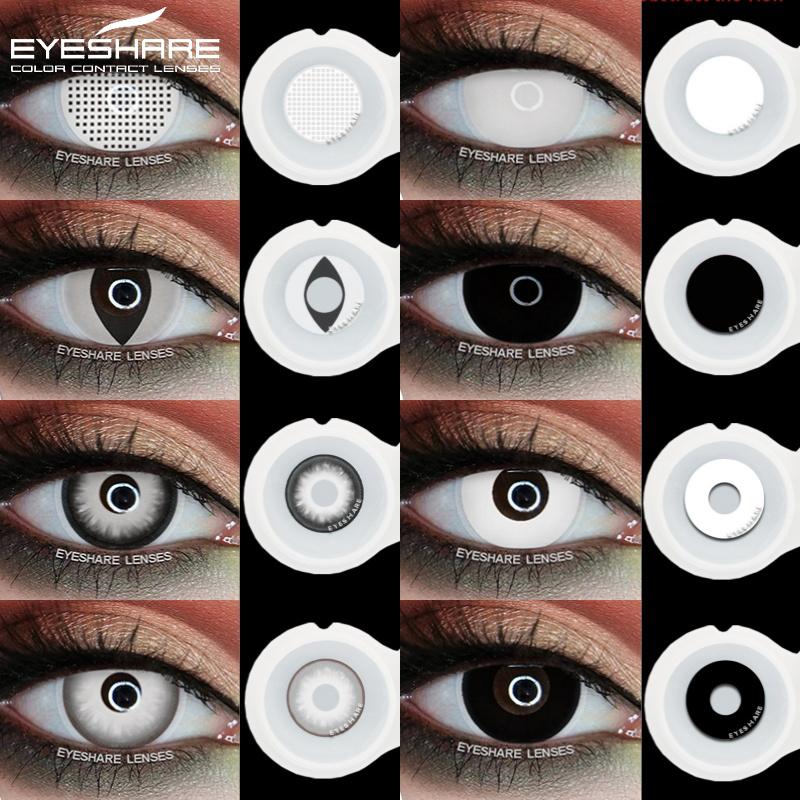 2Pcs Cosplay Contact Lenses for Eyes Colored Red Contacts Lens Cosmetic Black Pupil Lens Yearly Halloween White Lenses
