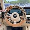 Leopard Print Car Steering Wheel Cover Plush Winter Warm Non-slip Car Handle Cover Goddess Car Steering Wheel Cover