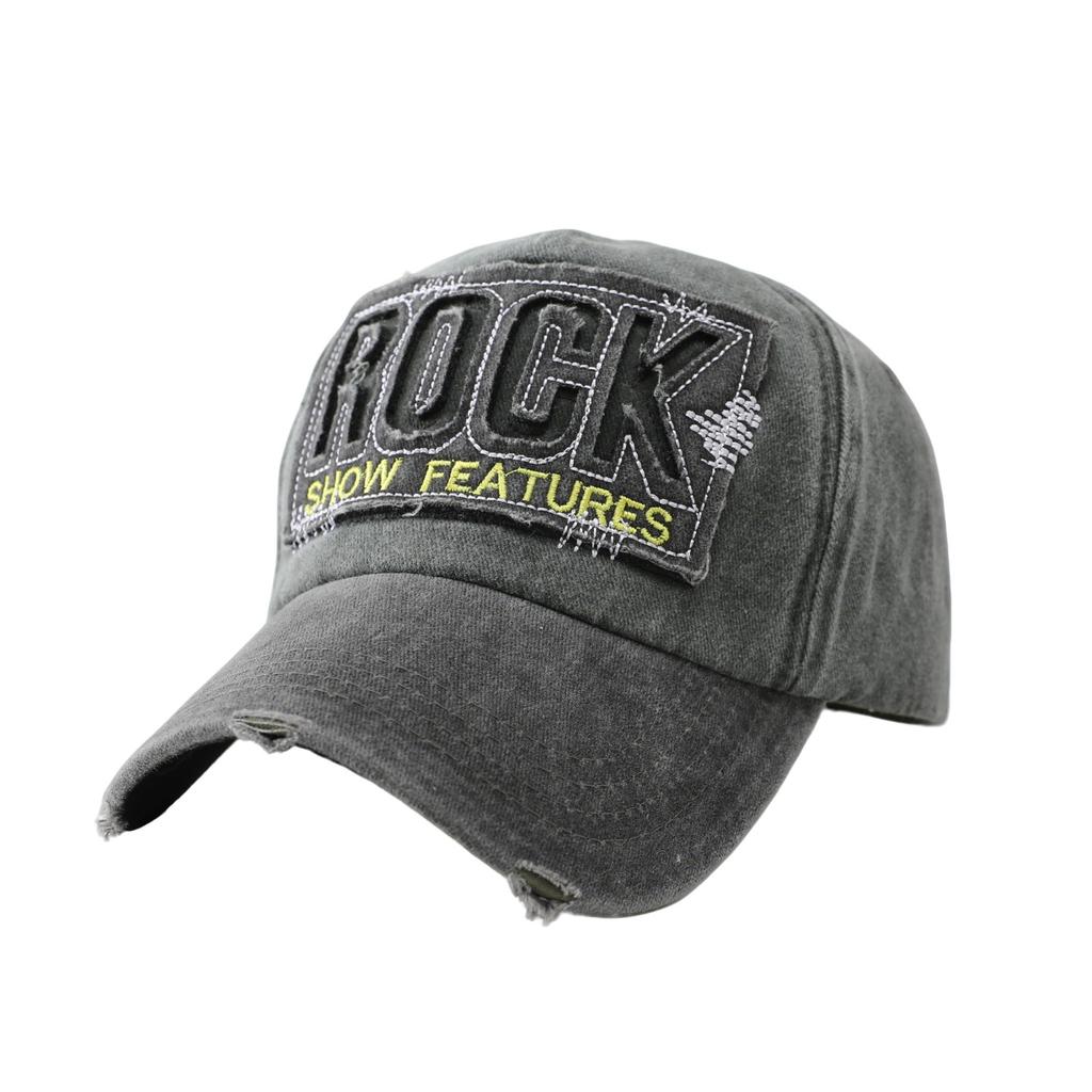 American Rock Alphabet Baseball Cap Women's Wide Brim Big Face Showing Face Small Cap Men's Big Head Circumference Soft Top Hat