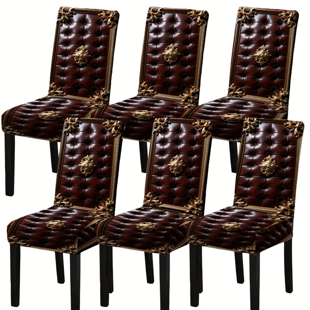 4 6 Pcs Tufted Stretch Dining Chair Covers Decorative Slipcover Protector For Home Hotel Restaurant