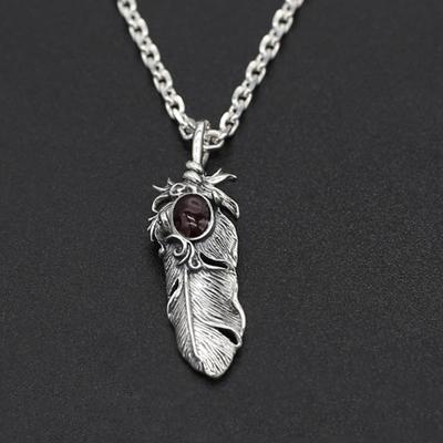 S925 Sterling Silber Schmuck Retro Thai Silber Herren handgefertigt Epoxy Flamme Adler Feder Anhänger