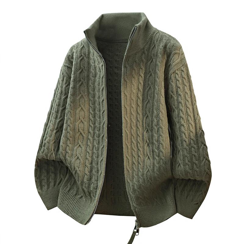 Men Knitted Cardigan Man Vintage Stand Collar Cardigan Men Oversize Loose Sweater Autumn Male Casual Sweater Korean Jackets