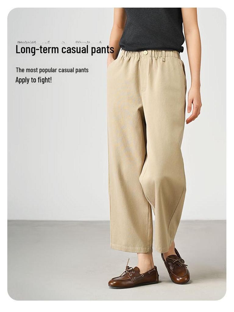 ABOUTSEA Women's Tencel Cotton Wide-Leg Spring Pants, Casual Nine-Point Design.