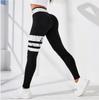 European and American women's clothing new cross-waist black and white contrasting colors casual yoga trousers high-waist hip-lifting elastic pants