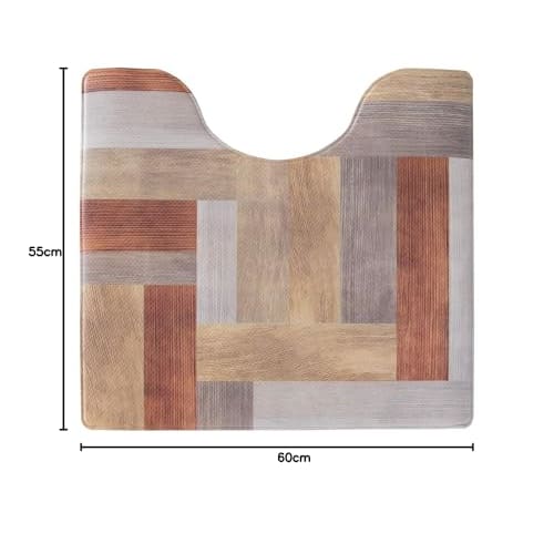 Oka Wipeable Toilet Mat, Approx. 55cm x 60cm, Brown (Wood) (Just Wipe, PVC Vinyl)
