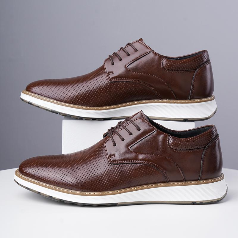 Spring Autumn Fashion Men Shoes Men PU Leather Oxfords Shoes Casual Lace-up Formal Business Wedding Dress Shoes Big Size 39-46