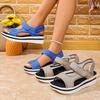 Large Size Velcro Sports Wind Wide Strip One-word Sandals Summer Thick-soled Heightening Women's Shoes