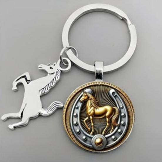 Keychain Year of Horse 2026 Zodiac Souvenir Pendant Key Chain Horse Pattern Charm Keyring Car Keys Backpacks Accessories