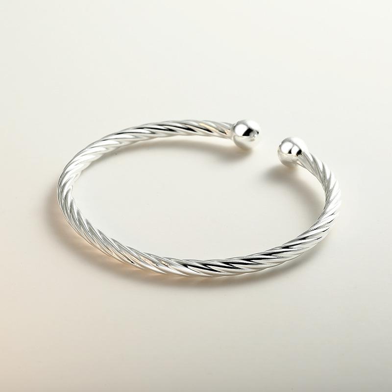 S999 Pure Silver One Meter Sunshine Women's Silver Twisted Pattern Bracelet Personalized Foot Silver Bracelet Simple and Versatile Gifts for Girls