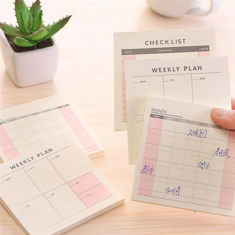 

Stationery School Sticky Notes Stationery Papeleria Small Book Kawaii Supplies 60 sheets Daily Weekly Month Planner Memo Pad